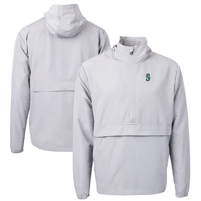 Men's Cutter & Buck Gray Seattle Mariners Charter Eco Recycled Half-Zip Anorak Jacket