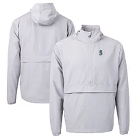 Men's Cutter & Buck Gray Seattle Mariners Charter Eco Recycled Half-Zip Anorak Jacket