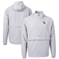 Men's Cutter & Buck Gray Tampa Bay Rays Charter Eco Recycled Half-Zip Anorak Jacket