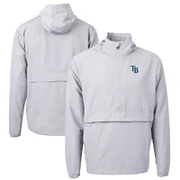 Men's Cutter & Buck Gray Tampa Bay Rays Charter Eco Recycled Half-Zip Anorak Jacket