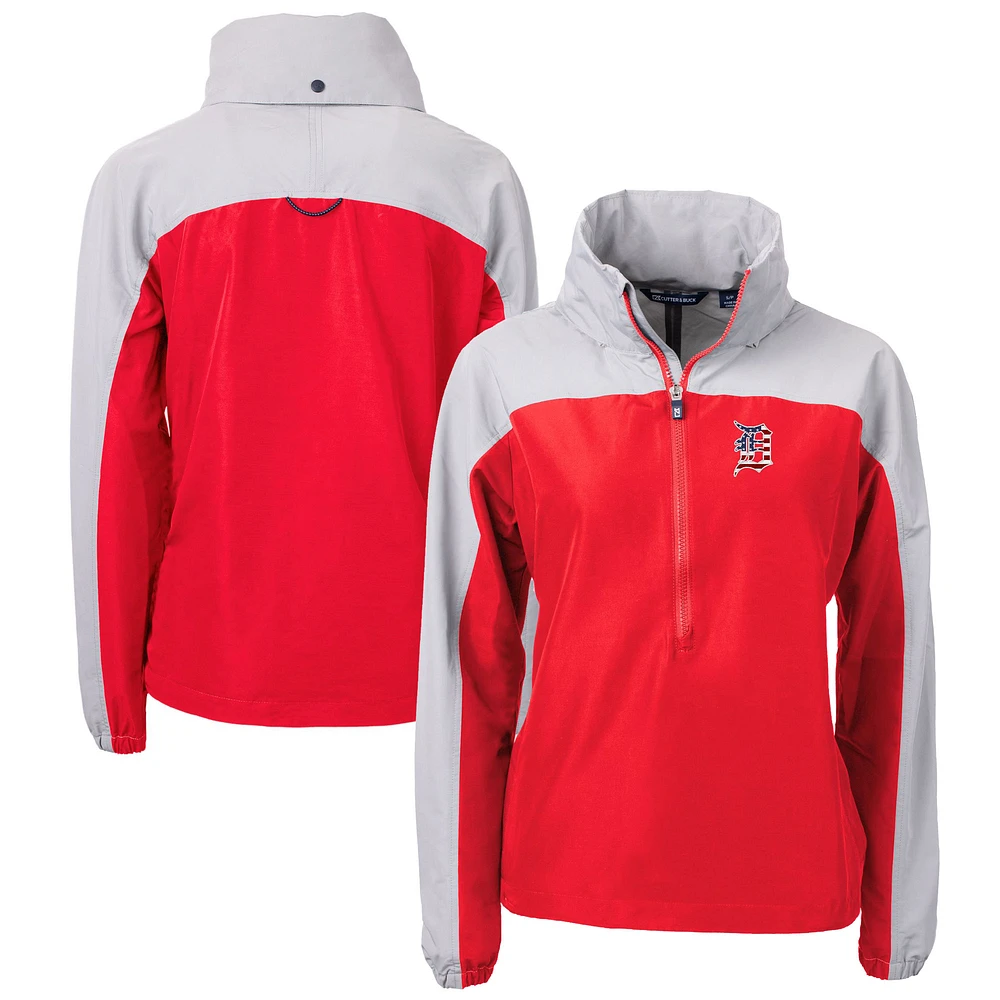Women's Cutter & Buck Red/Gray Detroit Tigers Charter Eco Recycled Anorak Jacket