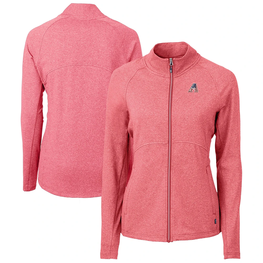 Women's Cutter & Buck Heather Red Arizona Diamondbacks Adapt Eco Knit Recycled Full-Zip Top