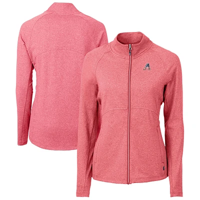 Women's Cutter & Buck Heather Red Arizona Diamondbacks Adapt Eco Knit Recycled Full-Zip Top