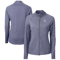Women's Cutter & Buck Heather Navy Tampa Bay Rays Adapt Eco Knit Heather Recycled Full-Zip Top