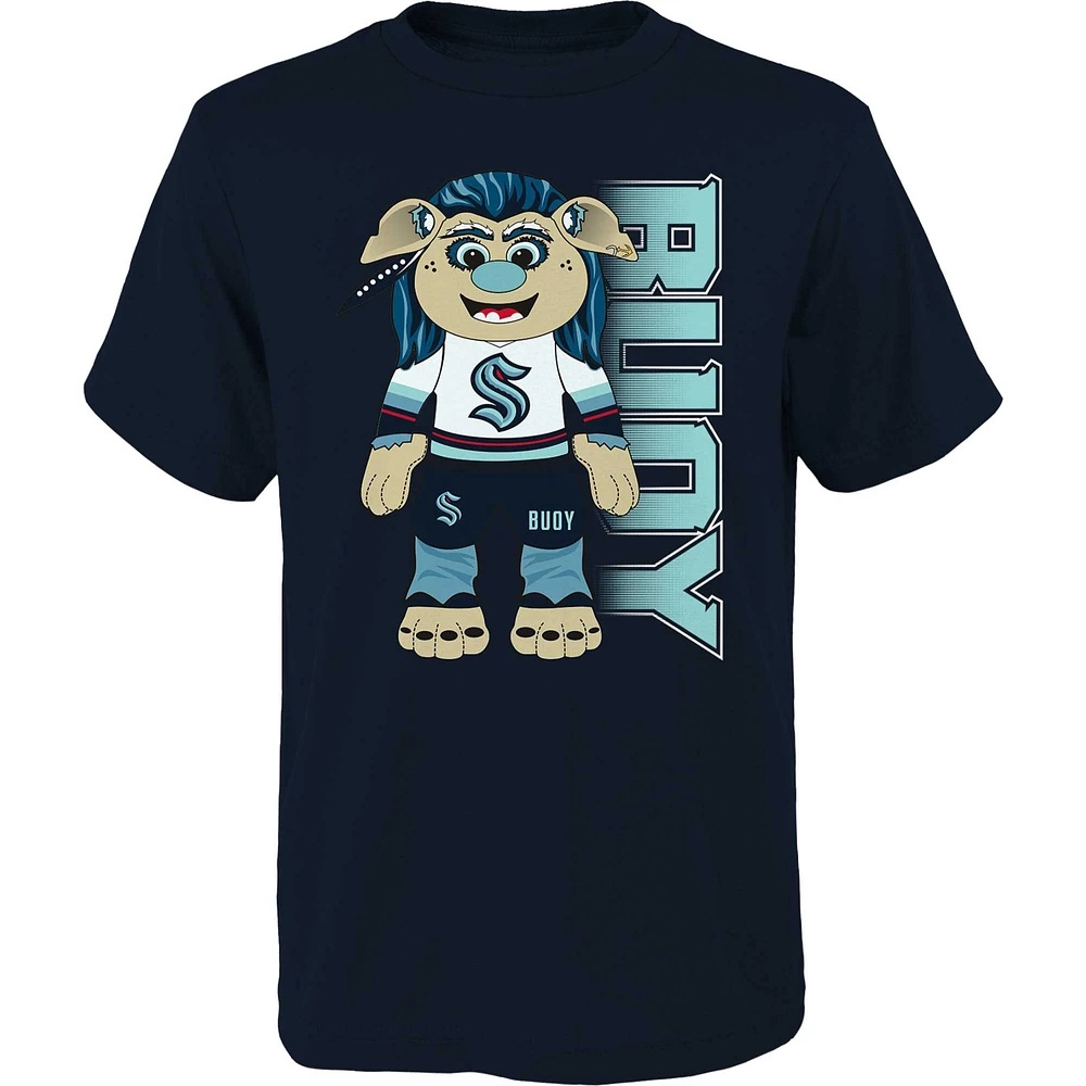 Youth Deep Sea Blue Seattle Kraken Mascot Cheer T-Shirt