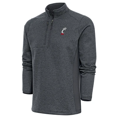 Men's Antigua  Heather Charcoal Cincinnati Bearcats Course Quarter-Zip Pullover Top
