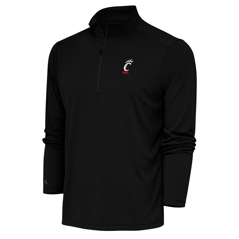Men's Antigua Black Cincinnati Bearcats Tribute Quarter-Zip Pullover Top