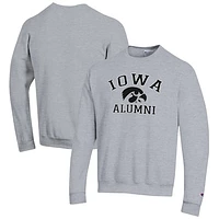 Men's Champion  Gray Iowa Hawkeyes Alumni Logo Arch Pullover Sweatshirt
