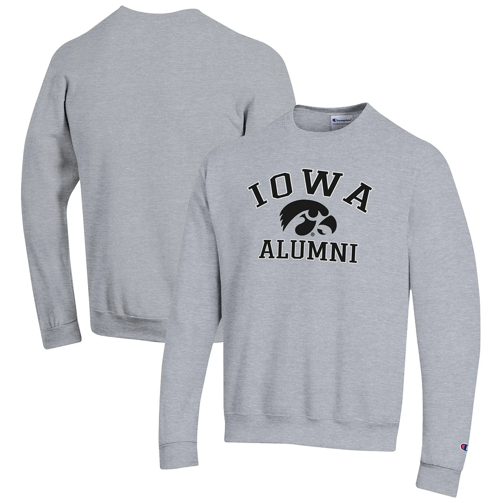 Men's Champion Gray Iowa Hawkeyes Alumni Logo Arch Pullover Sweatshirt