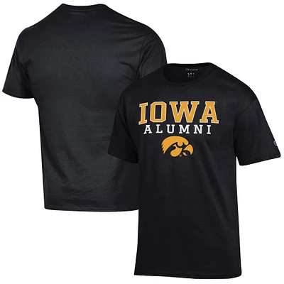 Men's Champion  Black Iowa Hawkeyes Alumni Logo Stack T-Shirt