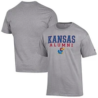 Men's Champion  Gray Kansas Jayhawks Alumni Logo Stack T-Shirt