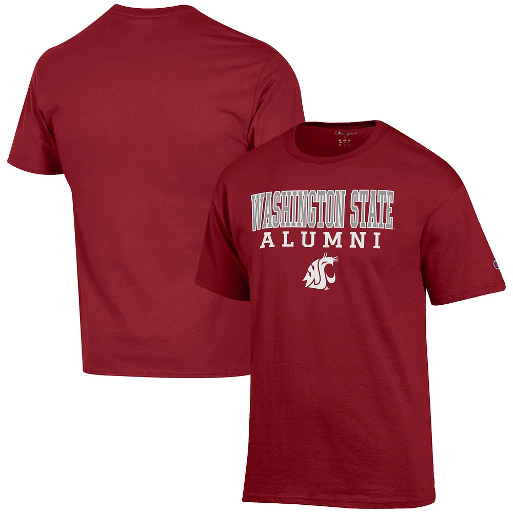 Men's Champion Crimson Washington State Cougars Alumni Logo Stack T-Shirt