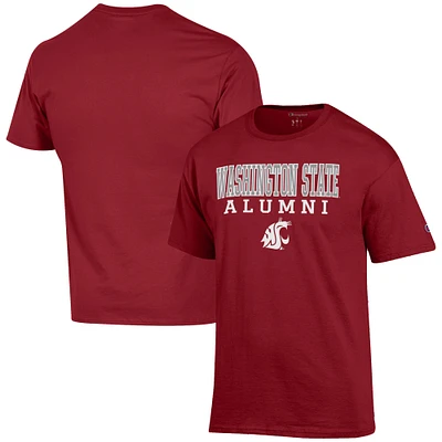 Men's Champion  Crimson Washington State Cougars Alumni Logo Stack T-Shirt
