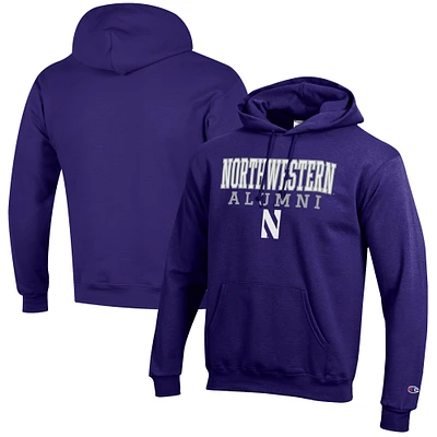 Men's Champion Northwestern Wildcats Alumni Logo Stack Pullover Hoodie