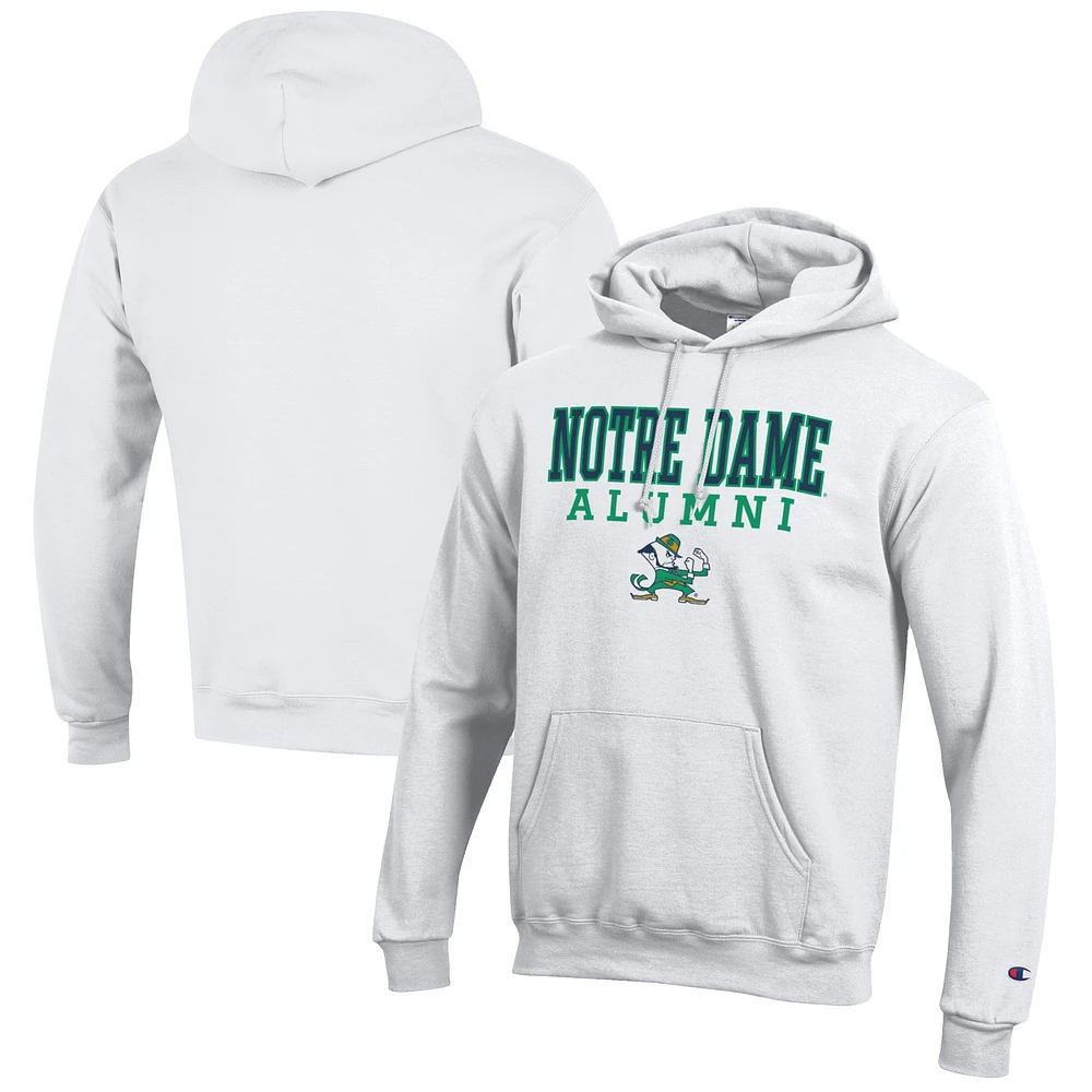 Men's Champion White Notre Dame Fighting Irish Alumni Logo Stack Pullover Hoodie
