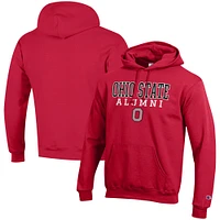 Men's Champion  Scarlet Ohio State Buckeyes Alumni Logo Stack Pullover Hoodie