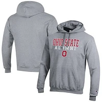 Men's Champion  Gray Ohio State Buckeyes Alumni Logo Stack Pullover Hoodie