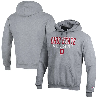 Men's Champion  Gray Ohio State Buckeyes Alumni Logo Stack Pullover Hoodie