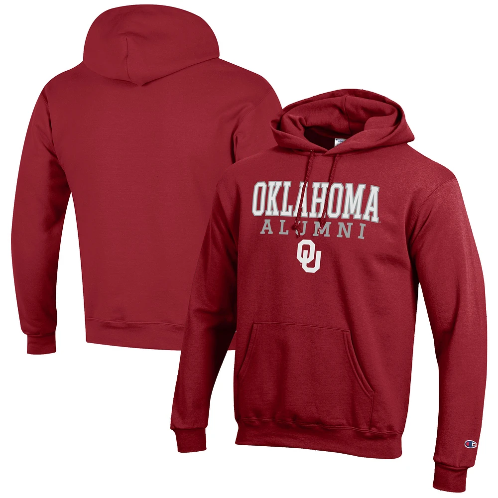 Men's Champion Crimson Oklahoma Sooners Alumni Logo Stack Pullover Hoodie