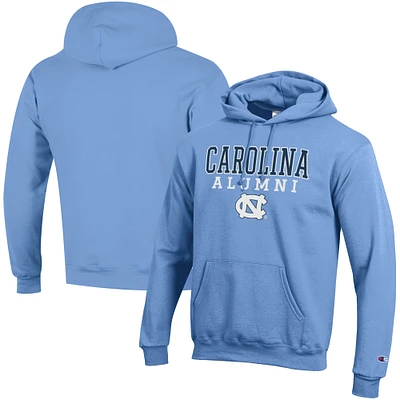 Men's Champion Carolina Blue North Tar Heels Alumni Logo Stack Pullover Hoodie