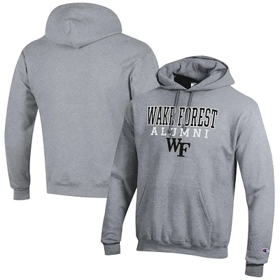Men's Champion  Gray Wake Forest Demon Deacons Alumni Logo Stack Pullover Hoodie