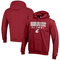 Men's Champion  Crimson Washington State Cougars Alumni Logo Stack Pullover Hoodie
