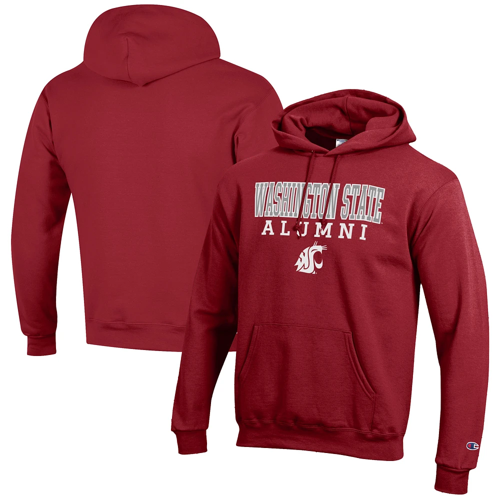 Men's Champion Crimson Washington State Cougars Alumni Logo Stack Pullover Hoodie