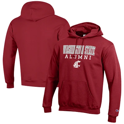 Men's Champion  Crimson Washington State Cougars Alumni Logo Stack Pullover Hoodie
