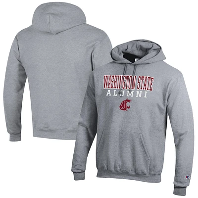 Men's Champion  Gray Washington State Cougars Alumni Logo Stack Pullover Hoodie