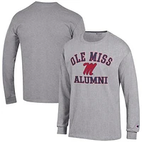 Men's Champion  Gray Ole Miss Rebels Alumni Logo Long Sleeve T-Shirt