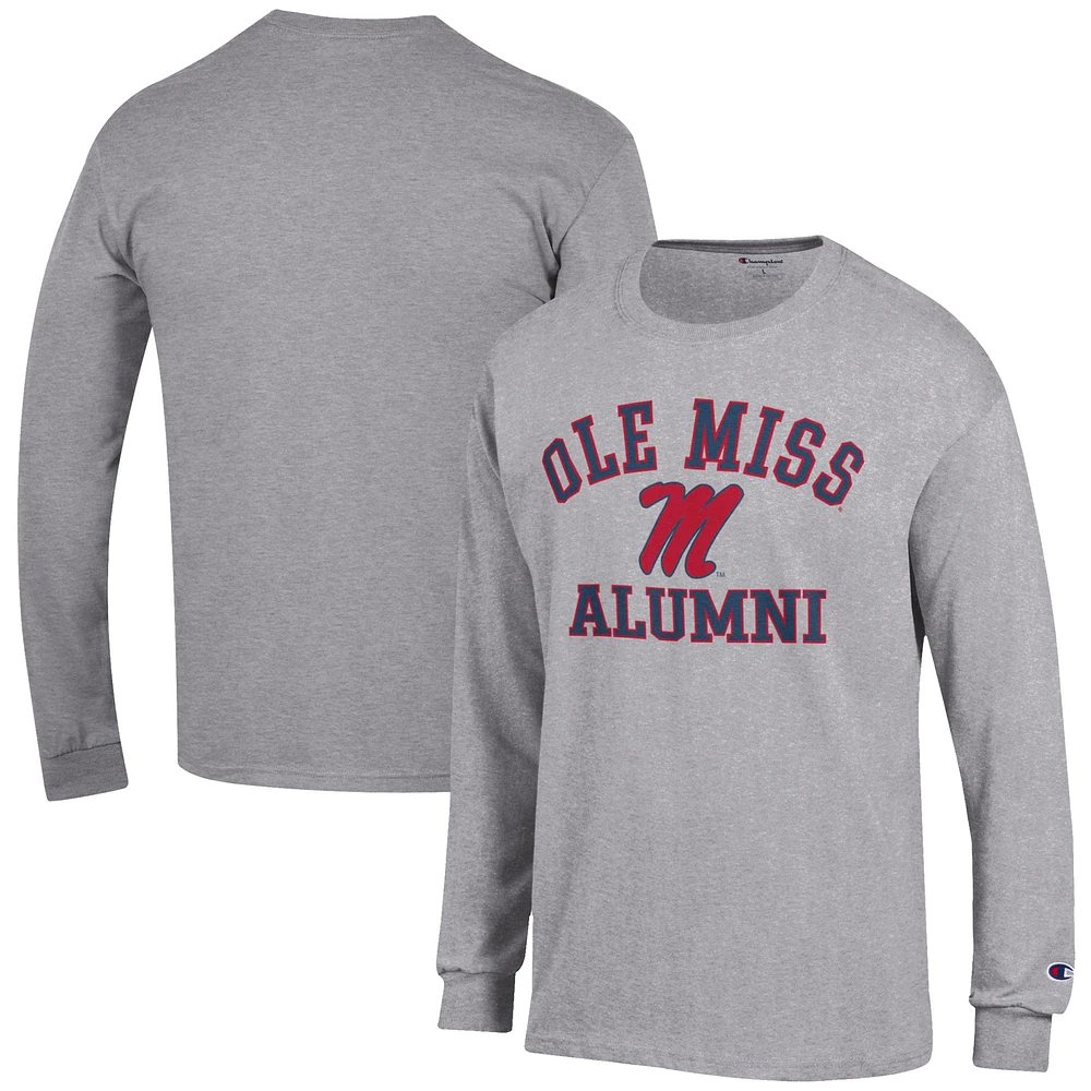 Men's Champion Gray Ole Miss Rebels Alumni Logo Long Sleeve T-Shirt