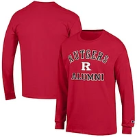 Men's Champion  Scarlet Rutgers Knights Alumni Logo Long Sleeve T-Shirt