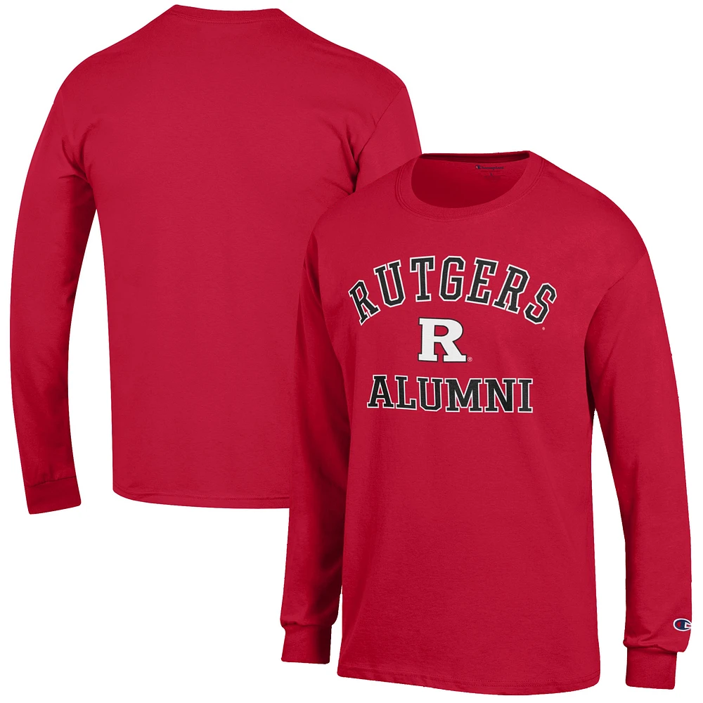 Men's Champion  Scarlet Rutgers Knights Alumni Logo Long Sleeve T-Shirt