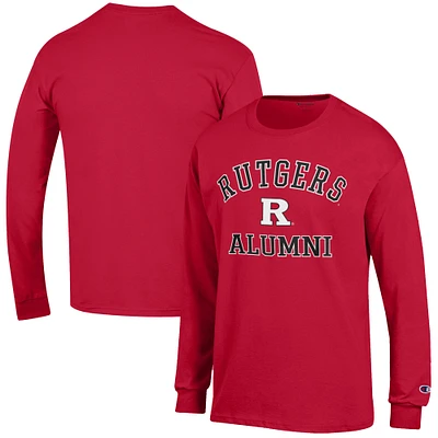 Men's Champion  Scarlet Rutgers Knights Alumni Logo Long Sleeve T-Shirt