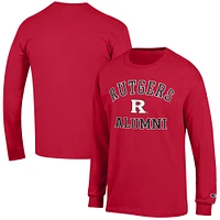 Men's Champion  Scarlet Rutgers Knights Alumni Logo Long Sleeve T-Shirt