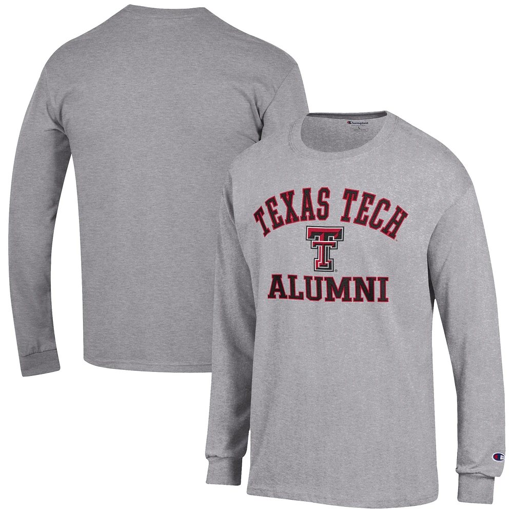 Men's Champion Gray Texas Tech Red Raiders Alumni Logo Long Sleeve T-Shirt