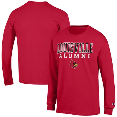 Men's Champion  Red Louisville Cardinals Alumni Logo Stack Long Sleeve T-Shirt