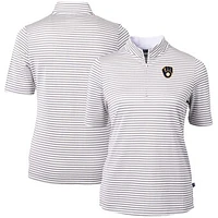 Women's Cutter & Buck  Gray Milwaukee Brewers Virtue Eco Pique Stripe Top