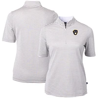 Women's Cutter & Buck  Gray Milwaukee Brewers Virtue Eco Pique Stripe Top