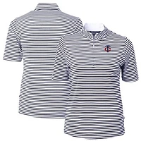 Women's Cutter & Buck  Navy Minnesota Twins Virtue Eco Pique Stripe Top