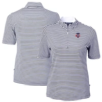 Women's Cutter & Buck  Navy Minnesota Twins Virtue Eco Pique Stripe Top