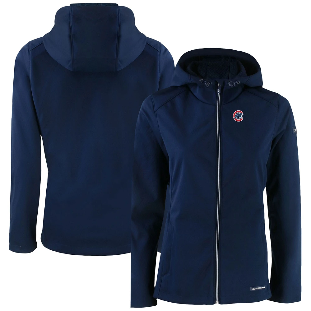 Women's Cutter & Buck Navy Chicago Cubs Evoke Eco Softshell Recycled Full-Zip Jacket