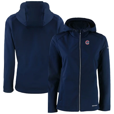 Women's Cutter & Buck  Navy Chicago Cubs Evoke Eco Softshell Recycled Full-Zip Jacket