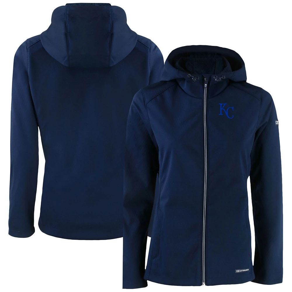 Women's Cutter & Buck Navy Kansas City Royals Evoke Eco Softshell Recycled Full-Zip Jacket