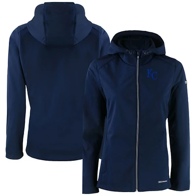 Women's Cutter & Buck  Navy Kansas City Royals Evoke Eco Softshell Recycled Full-Zip Jacket