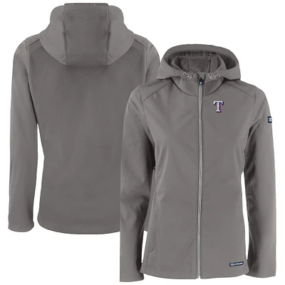 Women's Cutter & Buck  Gray Texas Rangers Evoke Eco Softshell Recycled Full-Zip Jacket