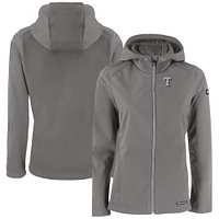 Women's Cutter & Buck  Gray Texas Rangers Evoke Eco Softshell Recycled Full-Zip Jacket