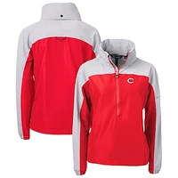 Women's Cutter & Buck  Red Cincinnati Reds Charter Eco Recycled Half-Zip Anorak Jacket