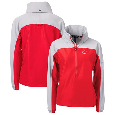 Women's Cutter & Buck  Red Cincinnati Reds Charter Eco Recycled Half-Zip Anorak Jacket