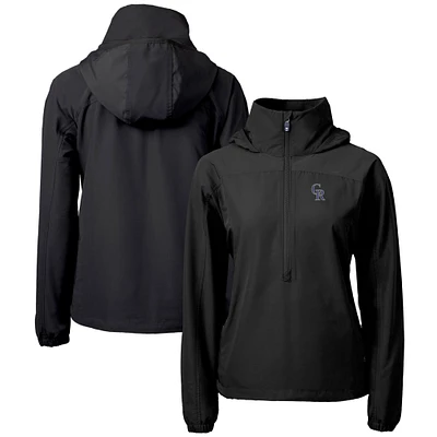 Women's Cutter & Buck  Black Colorado Rockies Charter Eco Recycled Half-Zip Anorak Jacket